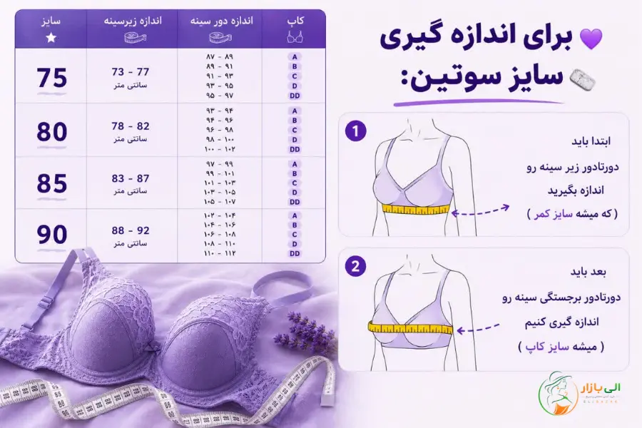 نحوه اندازه گیری صحیح سوتین